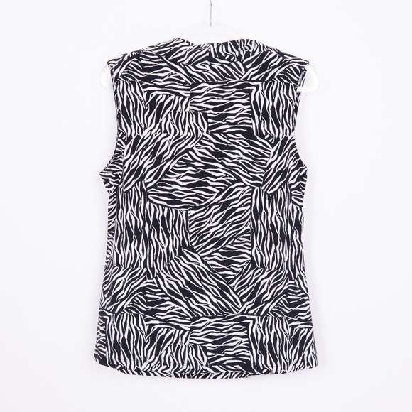 Tahari Zebra Print Sleeveless Cowl Neck Blouse Top - Size M - Picture 3 of 12